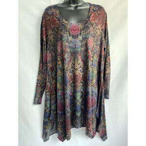 Soft Surroundings Large Scoop Neck Shark Tooth Hem Tunic Top